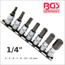 Вложки имбусни 1/4"  от 4 до 12 mm к-т 7 бр.  BGS GERMANY 2161