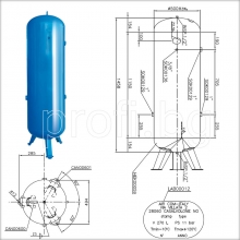 Ресивър вертикален 270 литра за сгъстен въздух COINOX ITALY-чертеж