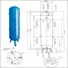 Ресивър за сгъстен въздух вертикален 500 литра COINOX ITALY-чертеж