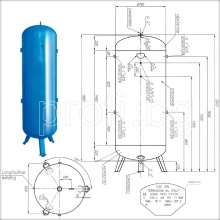 Ресивър за сгъстен въздух вертикален 720 литра COINOX ITALY-схема