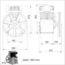 Глава за компресор AH40 389 L/min - схема