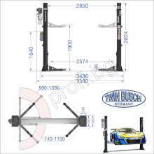 Подемник двуколонен 4.2t  с електромагнитно отключване 220V BASIC LINE Grey