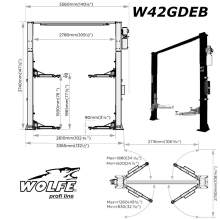 Подемник двуколонен 4.0t ел.магнитно заключване с горна синхронизация WOLFE Premium line - схема